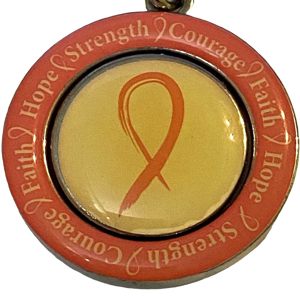 Cancer Awareness Keychain Metal Spinner Charm Double Sided Souvenir Collector